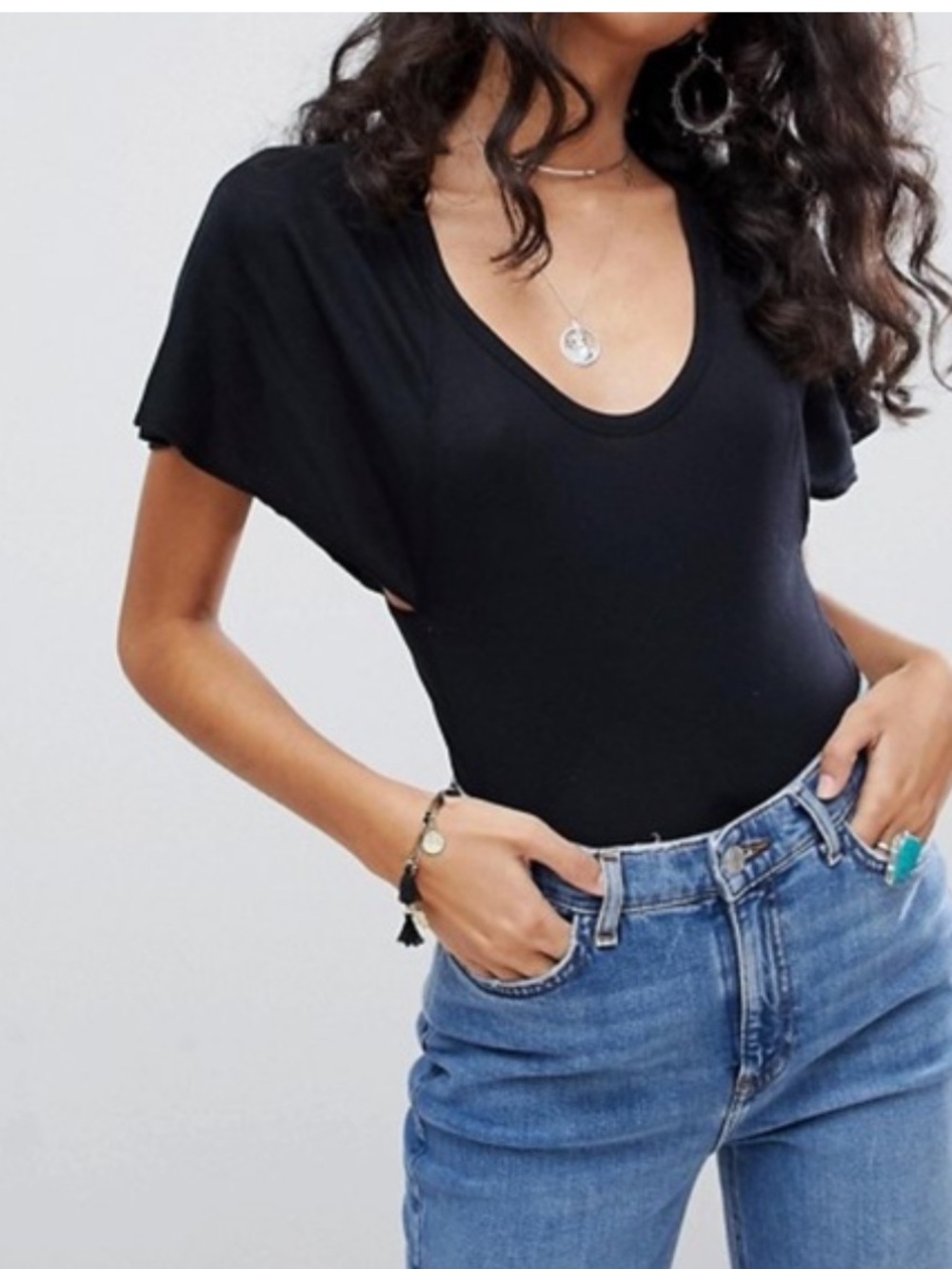 Free People Black Byron Bodysuit XS